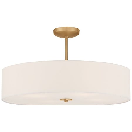 Access Lighting Mid Town, LED Pendant or SemiFlush, Antique Brushed Brass Finish, Fabric 64066LEDDLP-ABB/WH